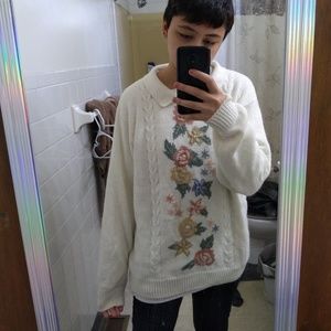 "Alfred Dunner" Size XL white collared sweater